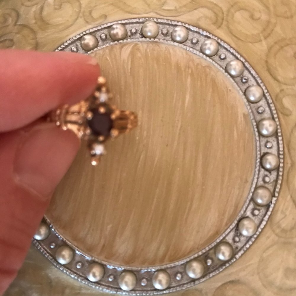 Antique Garnet & Pearl Ring